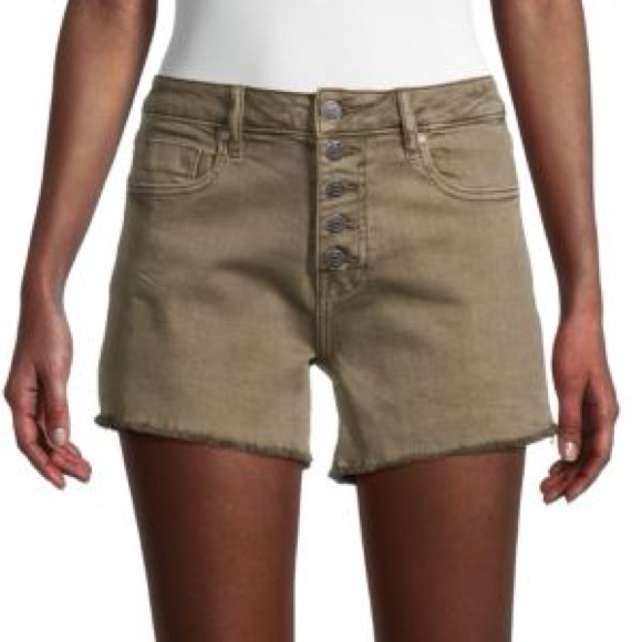 Vigoss Pants - Vigoss Green Ace High-Rise Denim Shorts  Raw Hem Size 32